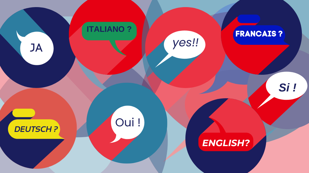 Visuel site web en 4 langues : anglais, français, italien, allemand